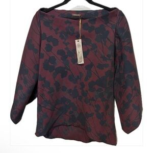 Katharine Kidd Elegant Maroon Floral Blouse